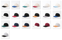Gorra de béisbol trucker de 5 paneles con visera de ante vegano, ajuste profundo, logotipo bordado personalizado, diseño A-Frame, dos tonos y cierre snapback.