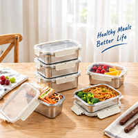 Nouvelle Arrivée Boîte à lunch en acier inoxydable 304 de qualité alimentaire avec couvercle transparent, hermétique et compatible micro-ondes