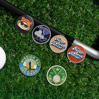 Marqueur de balle de golf rond en métal personnalisé en usine, émail doux bleu foncé, placage argent, logo en relief 3D, souvenir de tournoi de club, cadeau