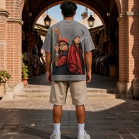 T-shirt à manches courtes pour homme, imprimé graphique coloré avec écouteurs, style streetwear décontracté, tee-shirt musical surdimensionné