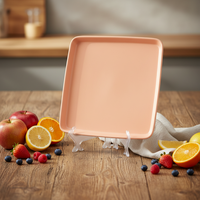 Service de table carré en céramique de luxe moderne |   Assiettes, tasses et bols de couleur rose |   Compatible micro-ondes et lave-vaisselle