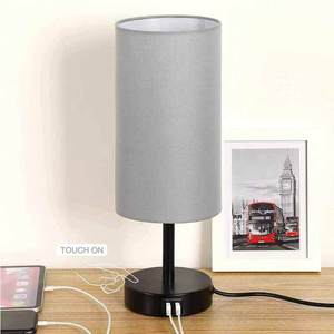 Vendita in fabbrica porte usb touch control in ferro dimmerabile <span class=keywords><strong>paralume</strong></span> in tessuto di base accanto alla lampada da tavolo per camera da letto comodino - Product Image 5