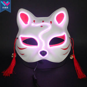 หน้ากากคาบูกิคิทสึเนะญี่ปุ่น TW-085 สำหรับคอสเพลย์  แบบครึ่งหน้า  พร้อมไฟ EL  สำหรับงานปาร์ตี้ฮาโลวีน งานแฟนซี งานเทศกาล  ลายจิ้งจอกอนิเมะ - Product Image 2