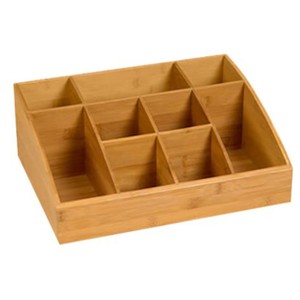 Organizador de escritorio de bambú con compartimentos y cajón para almacenamiento de artículos de oficina, tipo rectangular vertical - Product Image 4