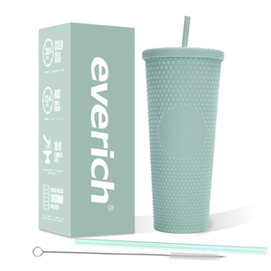 Cangkir plastik Matte 16 oz 22oz, <span class=keywords><strong>Tumbler</strong></span> dinding ganda warna Pastel, cangkir plastik Matte dengan tutup dan sedotan, <span class=keywords><strong>Tumbler</strong></span> bertatah untuk musim panas, minuman dingin - Product Image 6