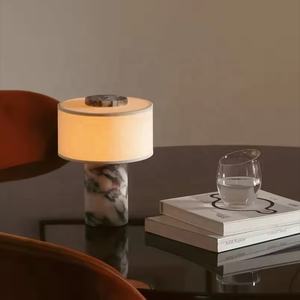 Lampada da Tavolo Moderna Ricaricabile in Marmo con Paralume in Tessuto, Decorativa Senza Fili per Soggiorno e Hotel - Product Image 4