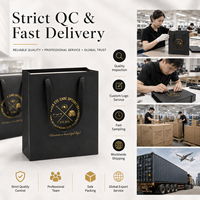 Sac de luxe personnalisé en papier noir de qualité supérieure - Carton noir mat avec détails dorés, poignée tressée durable, recyclable et réutilisable pour bougies