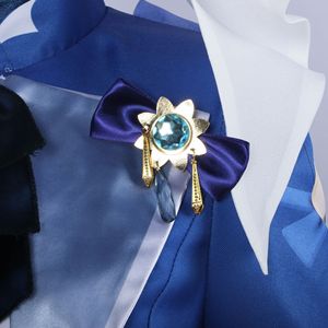 Focalors Cosplay Costume Perruque Bouclée Jeu Genshin Impact Fontaine Dieu de la Justice Bleu Uniforme Vision Chapeau Hydro Bracelet Collier - Product Image 4