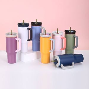 Offre Spéciale – Gobelet isotherme en acier inoxydable 304 personnalisé de 40 oz avec poignée, couvercle anti-fuite et paille – Isolation thermique 24-36 heures pour boissons glacées - Product Image 1