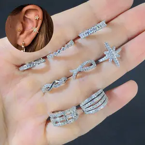 Aksesori Perhiasan Wanita Mode kustom aksesoris perhiasan zirkonia kubik berlian anting jepit lubang telinga mode populer