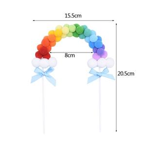 Décoration de gâteau INS Arc-en-ciel, pompons roses et bleus, nuage, drapeaux de gâteau, joyeux <span class=keywords><strong>anniversaire</strong></span>, fournitures de fête - Product Image 6