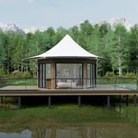 Tente de camping de luxe octogonale pour le désert africain, en toile PVC, pour glamping, safari, hôtel-resort, avec salle de bain, imperméable quatre saisons