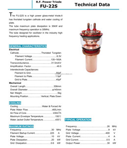 หลอดออสซิลเลเตอร์อิเล็กตรอนไตรโอด RF รุ่น FU-22S ของแท้จากปักกิ่ง ประเทศจีน สำหรับเครื่องความถี่สูง - Product Image 2