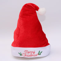 HLC Individuelles Logo Roter Stern Weihnachtsmannmütze Rote Frohe-Weihnachten-Mütze Navidad Sombreros Silvester-Partyhüte Feiertagsfeier