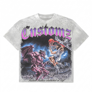 <span class=keywords><strong>T</strong></span>-<span class=keywords><strong>Shirt</strong></span> Unisex Personalizzata <span class=keywords><strong>Streetwear</strong></span>, 300gsm, Stampa Grafica DTG, Oversize, Effetto Vintage Acid Wash, con Strass - Product Image 3