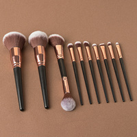 DailyQueen Ensemble de pinceaux de maquillage cosmétique végétalien professionnel noir doux 10 pièces Kit de fard à paupières avec échantillon gratuit Logo personnalisé