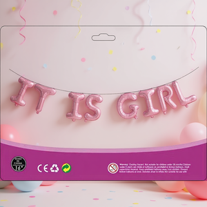 Ensemble de ballons en aluminium « It Is Girl 16 » imprimés pour la décoration de fête de naissance, d'anniversaire ou d'événements - Product Image 2