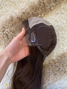 Perruque en dentelle de luxe avec doublure en soie sans couture, cheveux européens coupés en biais, niveau 5 brune avec reflets chauds, pour femmes souffrant de perte de cheveux - Product Image 6