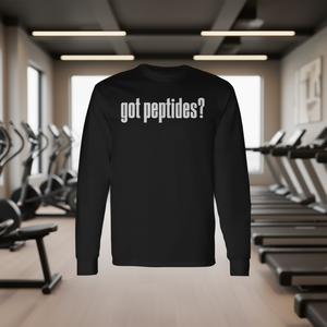 T-shirt a maniche lunghe Got Peptides, nera, girocollo, vestibilità unisex - Product Image 3
