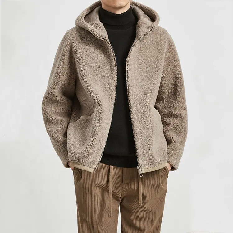 OEM Winter Thick Warm Hooded Coat Sherpa Zipper Men's Jacket Outdoor regular fit Fleece Jackets