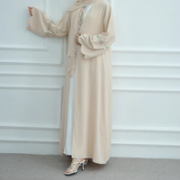 Produsen Yibaoli Gaun Panjang Arab Dubai Elegan untuk Idul Fitri, Gaun Muslim Bordir, Model Abaya Terbuka Nida, Desain Terbaru