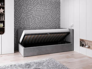 Canapé-lit moderne pour chambre à coucher, capitonné <span class=keywords><strong>en</strong></span> velours gris, avec cadre et fonction lit de jour - Product Image 3