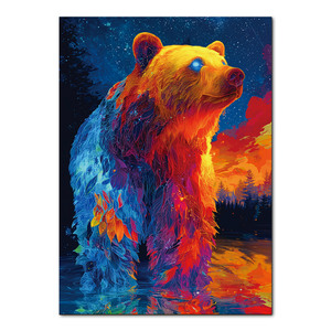Puzzle en papier Starlit Spirit Bear, puzzle rectangulaire stimulant pour adultes de 1000 pièces, œuvre d'art colorée sur le thème de l'ours cosmique - Product Image 6