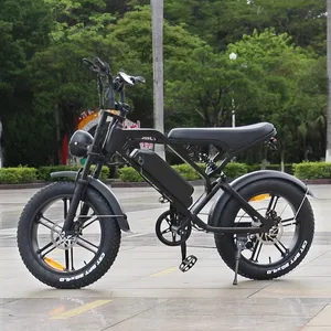 Bicicleta híbrida eléctrica de almacén de la UE, motos de Cross eléctricas baratas, neumáticos gruesos, bicicleta de montaña, Chopper, logotipo personalizado de acero, 48V, V20, 20"