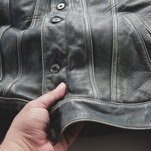 Nuova giacca 506 in vera <span class=keywords><strong>pelle</strong></span> di mucca giacca da <span class=keywords><strong>uomo</strong></span> elegante con colletto rovesciato Casual elegante in <span class=keywords><strong>pelle</strong></span> di vacchetta - Product Image 4