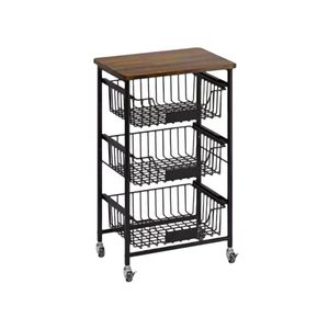 Kitchen Storage <b>Cart</b> 4 Layers Black Removable Baskets With Wheels For Organization And Portable Use - Product Image 5