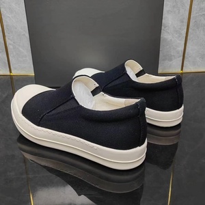 2026 New Premium Black White Two-Tone Slip-On Sneakers Thick Sole <b>Canvas</b> Casual Platform Loafers - Product Image 2
