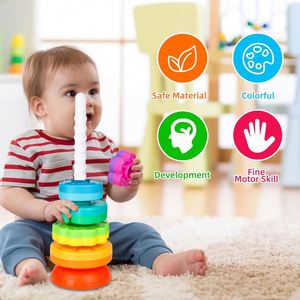 Elarve Rainbow, nouveau jouet d'empilage populaire pour bébé, tour de blocs colorés de grande taille, cadeau de haute qualité pour les enfants, garçons et filles - Product Image 3