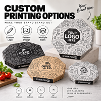 Boîte à pizza octogonale créative en carton ondulé de qualité alimentaire avec coins renforcés - Structure E-Flute résistante à la graisse