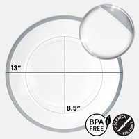 Assiette de charge ronde transparente de 13 pouces Assiette de chargeur en plastique clair argent noir or Assiettes de service pour le dîner de fête de mariage