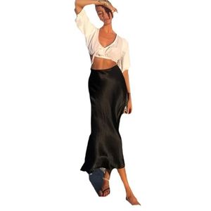 Falda de satén vintage de cintura imperio, nueva colección otoño 2023, para mujer, de alta elasticidad, talla grande - Product Image 2