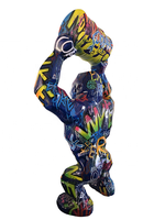 Sculpture d'art graffiti colorée personnalisée peinte à la main en fibre de verre King Kong Sculpture pour la décoration de galerie d'art de salle de fitness à domicile