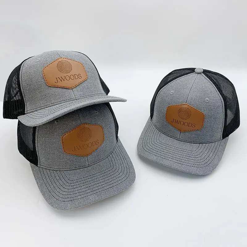 Hochwertige Sportkappen individuelles Lederaufnäher Logo 6 Panel Richardson 112 Trucker-Hüte für Herren