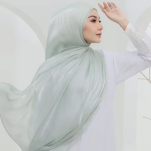 <span class=keywords><strong>JYL</strong></span>-Hijab floral para mujer, chal ligero de seda, crepé, arrugado, brillante, floral, musulmán, pañuelo para la cabeza - Product Image 1