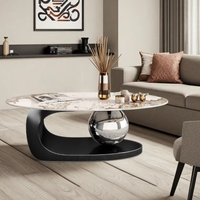 Leichter Luxus-High-End-Edelstahl rahmen Moderner einfacher ovaler Couch tisch im italienischen Stil für kleine Wohnungen