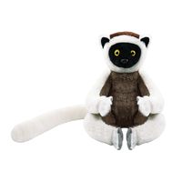 Peluche Lémur Sifaka, 10 pouces, réaliste, assise, avec queue blanche de 16 pouces, lavable en machine, pour chiens et chats