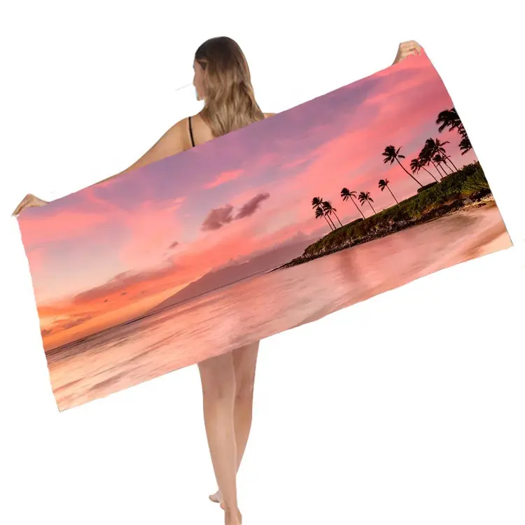 China Groothandel Extra Grote Strandlaken Hawaii Custom Gedrukt Microfiber Suède Strandlaken