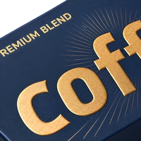 Boîte à café personnalisée avec logo en feuille d'or, emballage en papier de qualité supérieure pour mélange premium