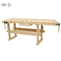 Deux étaux en bois de caoutchouc pour les amateurs de menuiserie, table d'opération en bois massif.