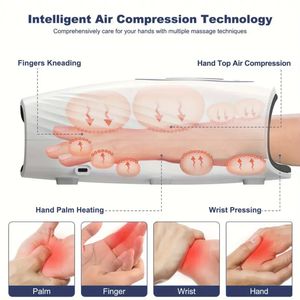 Masaje inteligente de compresión de aire Palma Dedos Muñeca Compresa caliente Masajeador de airbag de mano calentado 3 niveles de fuerza Masajeador de manos - Product Image 3