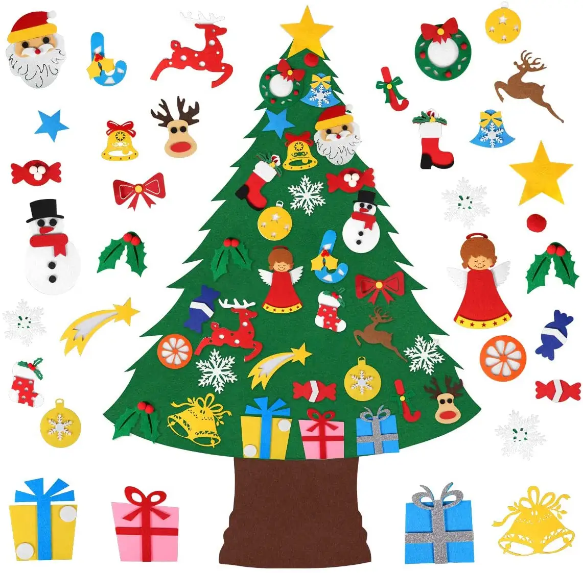 Weihnachts dekoration liefert Ornamente Glitzer Filz Weihnachts baum Set Kinder DIY Filz Weihnachts baum