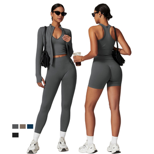 Frauen nahtlose Y-Back Sport Tank Top gerippte Taille Butt-Lifting Fitness Yoga Leggings Outfit Active wear Anzug - Product Image 1