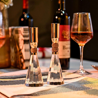 Centre de table candélabre de mariage en verre transparent, vente en gros, porte-bougie haut et petit, bougeoir, porte-bougie conique