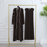 Abaya Cardigan Élégante et Modeste en Polyester Uni pour Femme 2026 – Vêtement Islamique de Dubaï, Abaya d'Été Nida à Nœud Papillon et Design Ouvert