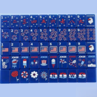 A Beautiful Line the Patriotic Line Jeu de tuiles de Mahjong gravées, 160 tuiles de Mahjong américaines, jeu de société pour 4 joueurs