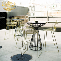 Table de bar ronde moderne en acier inoxydable noir pour hôtel et salon